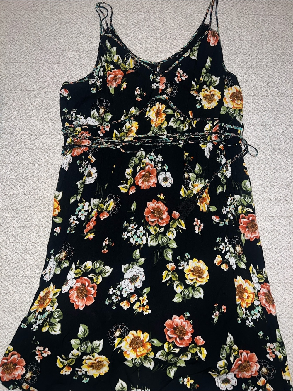 torrid Black Floral Trim V-Neck Dress